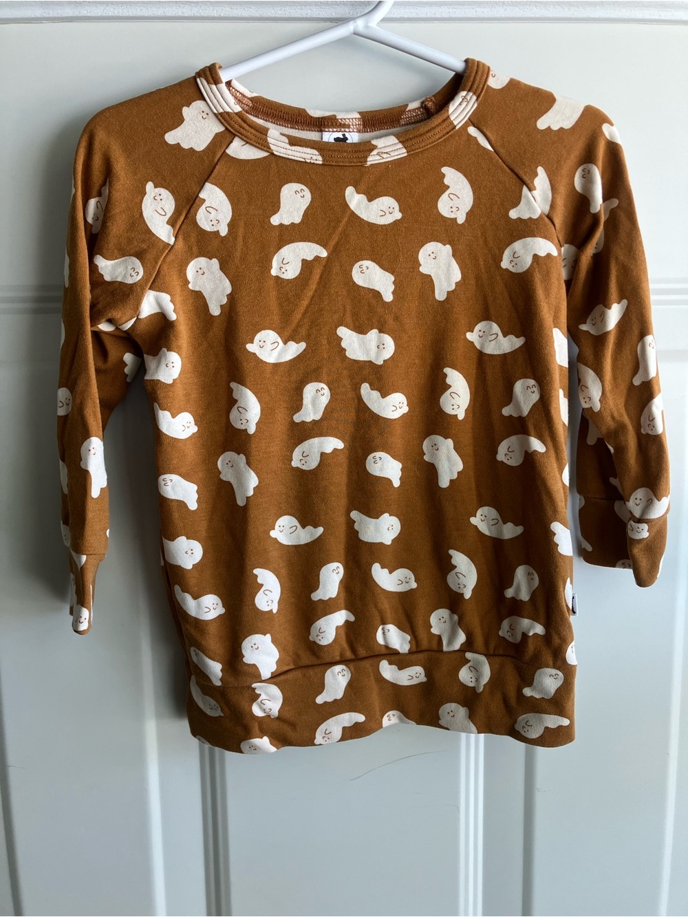 Little & lively brown cream Halloween ghost print long sleeve shirt 1T 2T